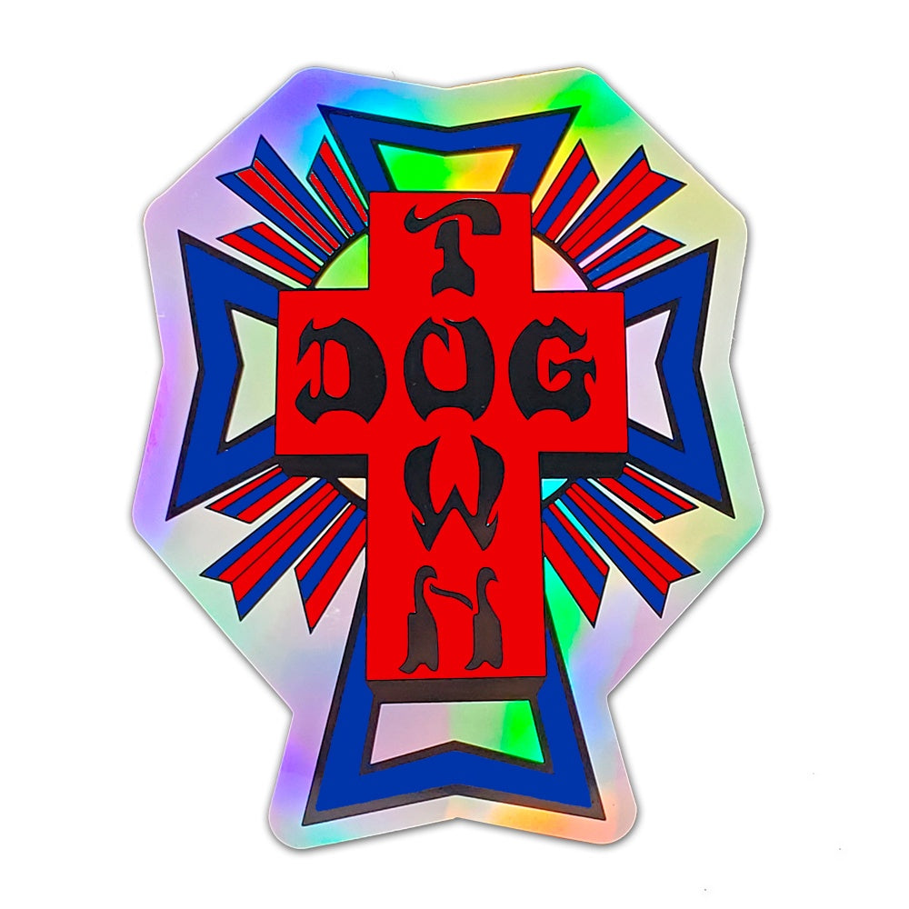 CROSS LOGO ホログラフィック RED/BLUE STICKER 10cm