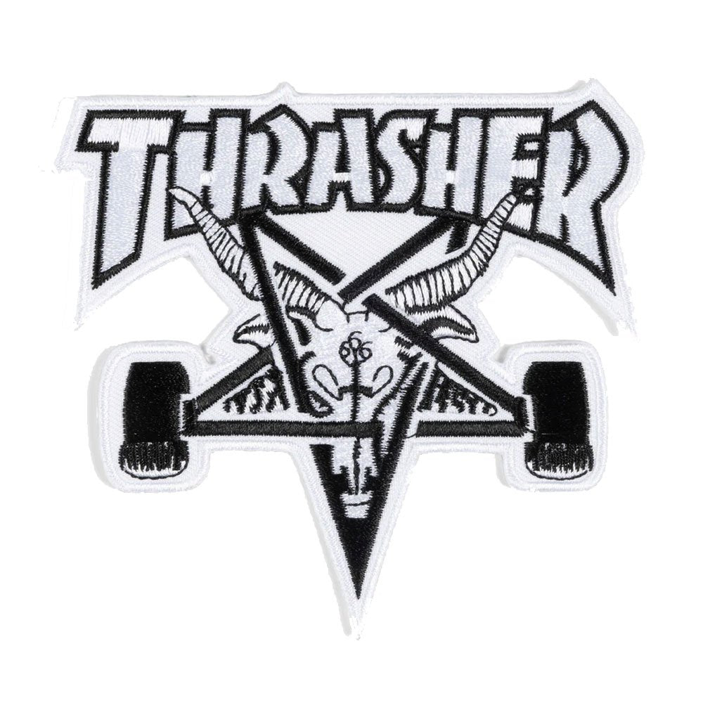 THRASHER SKATE GOAT PATCH (WHITE/BLACK)