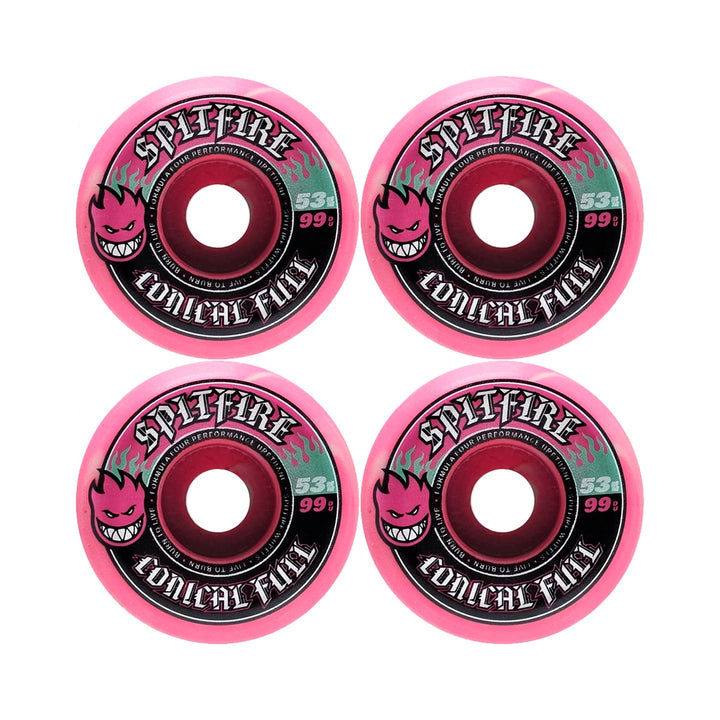 F4 99 CONICAL FULL PINK/TEAL SWIRL 53mm スケートボード スケボー ウィール