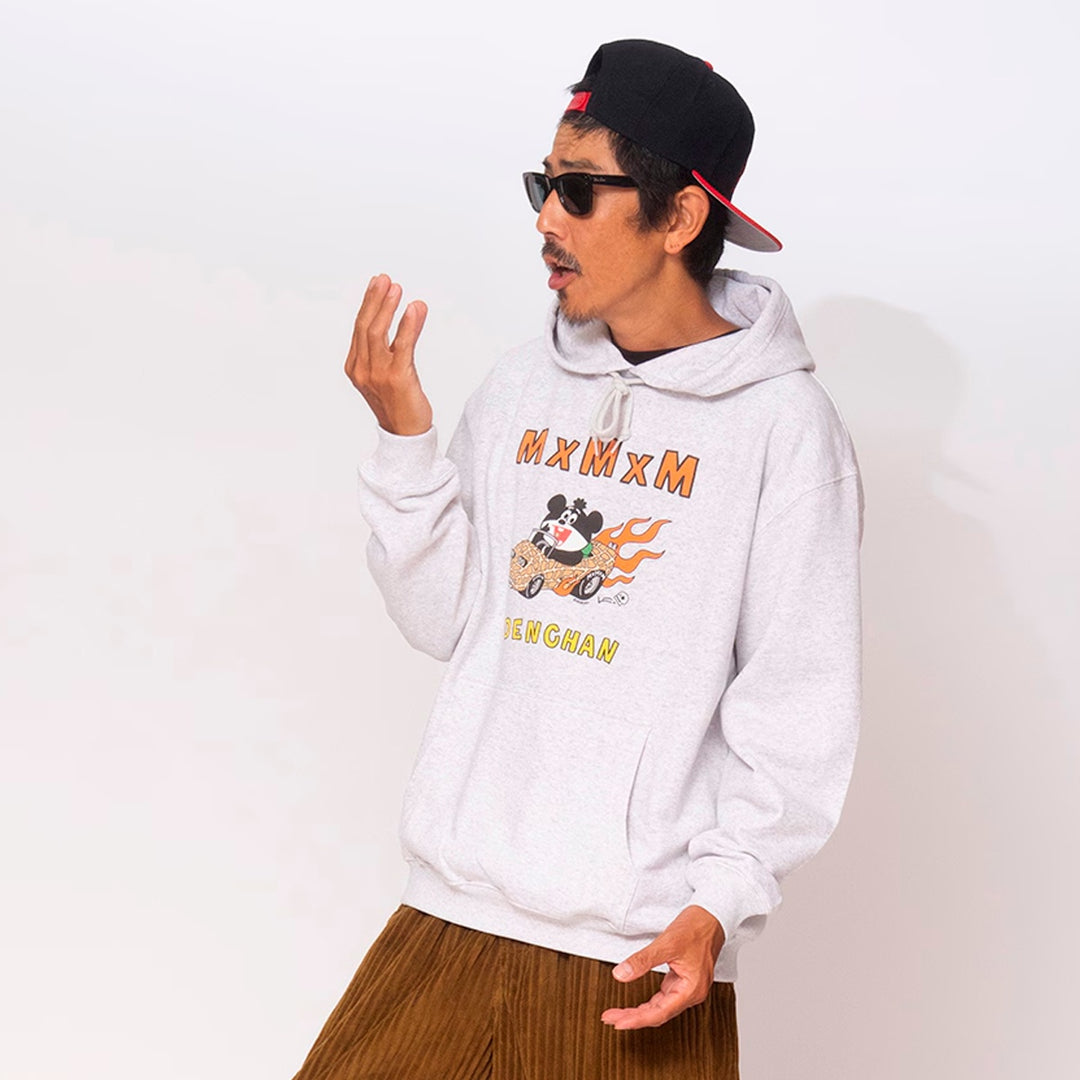 でん六 x MxMxM “ピーナッツの車とでんちゃん” HOODIE GRAY (でん六 x MxMxM エアーフレッシュナー付き)