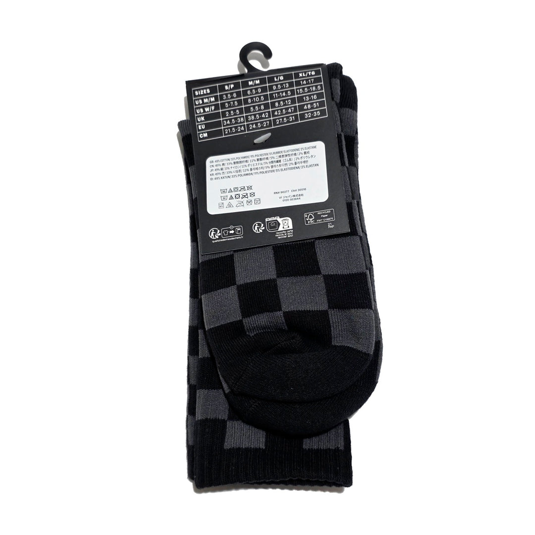 CHECKERBOARD CREW SOCKS BLACK/CHACOL スケートボード スケボー キャップ メンズ クルーソックス 靴下 ソックス