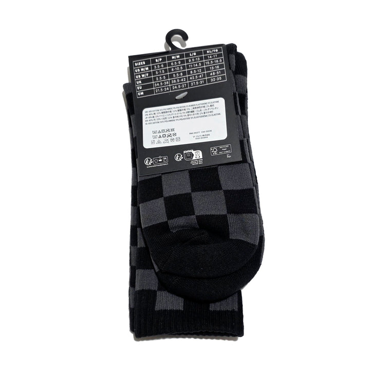 CHECKERBOARD CREW SOCKS BLACK/CHACOL スケートボード スケボー キャップ メンズ クルーソックス 靴下 ソックス