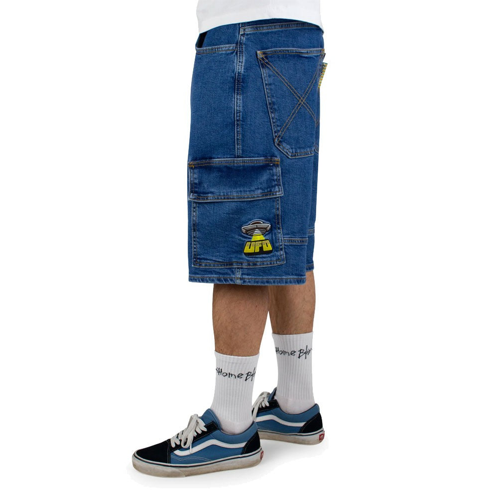 X-TRA UFO CARGO DENIM SHORTS (WASHED BLUE)  U1092-C01S01