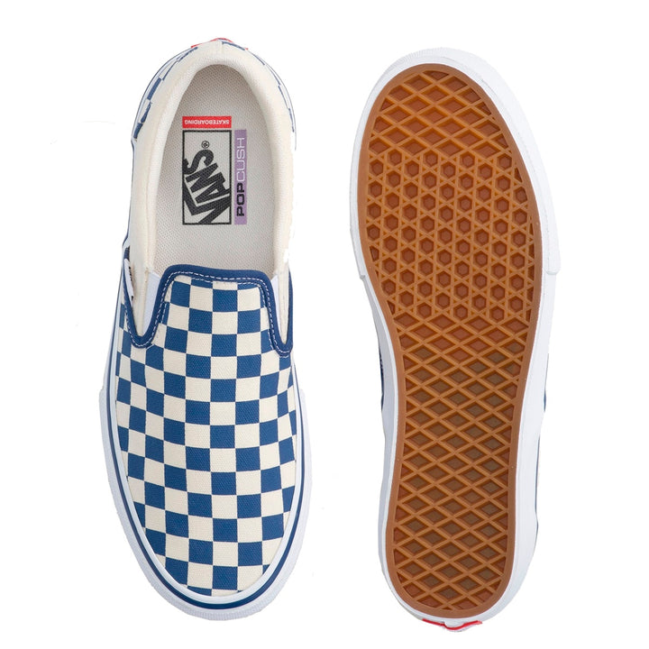 VANS SKATE SLIP-ON スリッポン BLUE CHECKERBOARD スケートボード スケボー シューズ スケシュー スニーカー 靴 メンズ