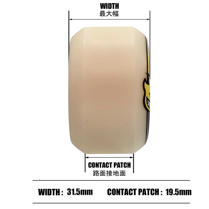 F4 99 DURO CONICAL YELLOW PRINT 52mm スケートボード スケボー ウィール