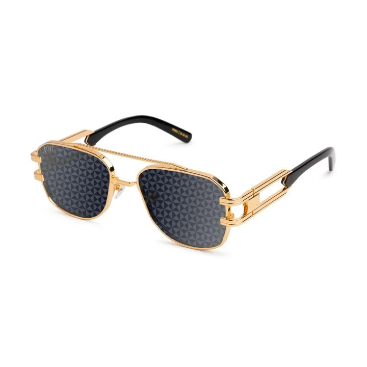 ROYALS Black & 24K Gold Flash Diamond Sunglasses U1274-C01S01