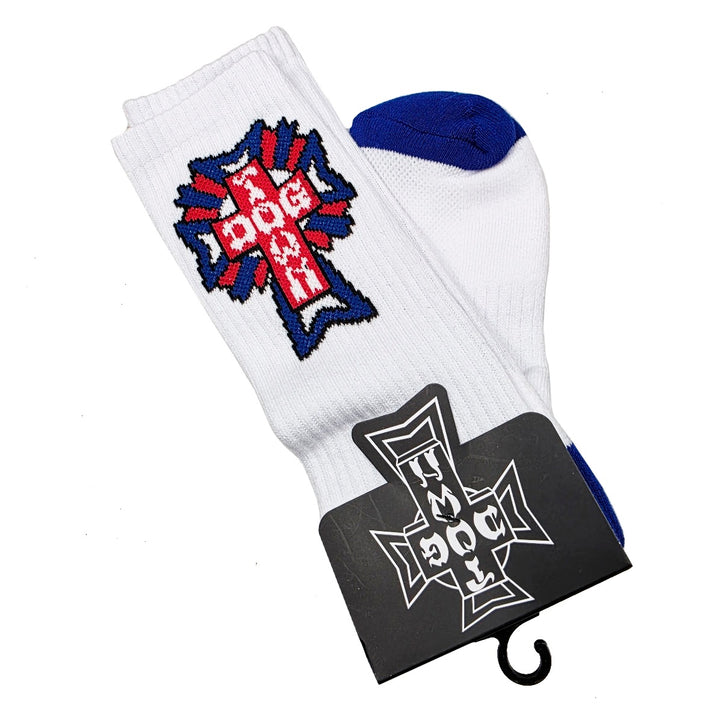 CREW SOCKS COLOR CROSS LOGO (WHITE)