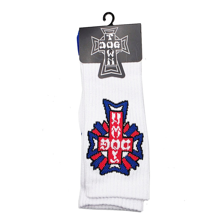 CREW SOCKS COLOR CROSS LOGO (WHITE)