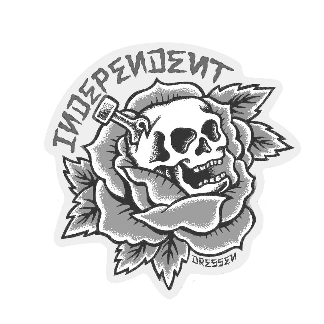 DRESSEN SKULL ROSE BLACK 4inch STICKER スケートボード スケボー ステッカー シール