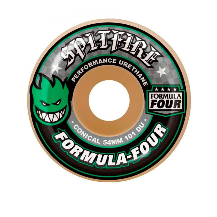 F4 101 DURO CONICAL GREEN PRINT 54mm スケートボード スケボー ウィール
