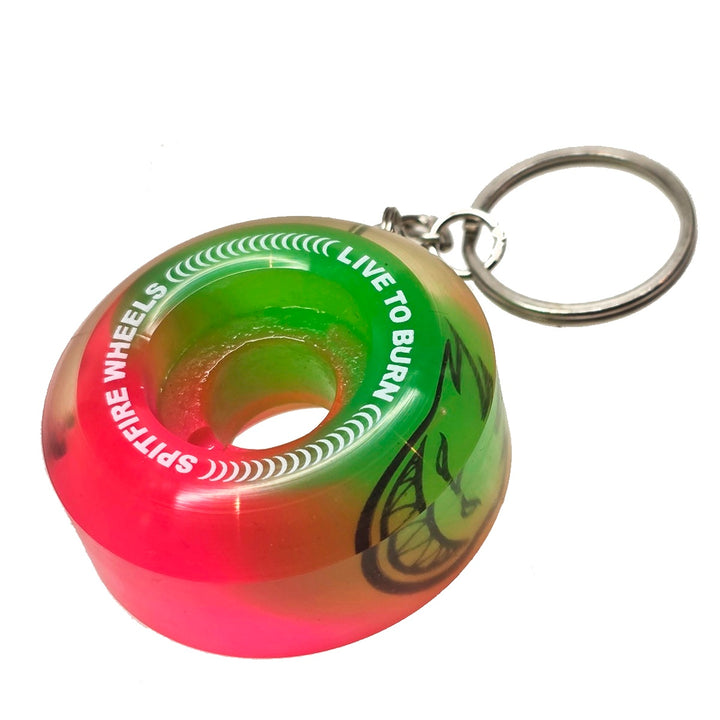 LIVE TO BURN ウィール型キーホルダー CLEAR/GREEN/PINK