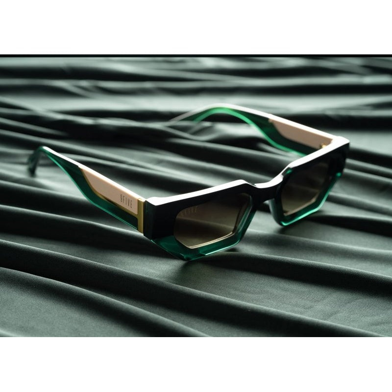 VINCENT Tundra Green & 24K Gold Sepia Gradation Sunglasses U1272-C01S01