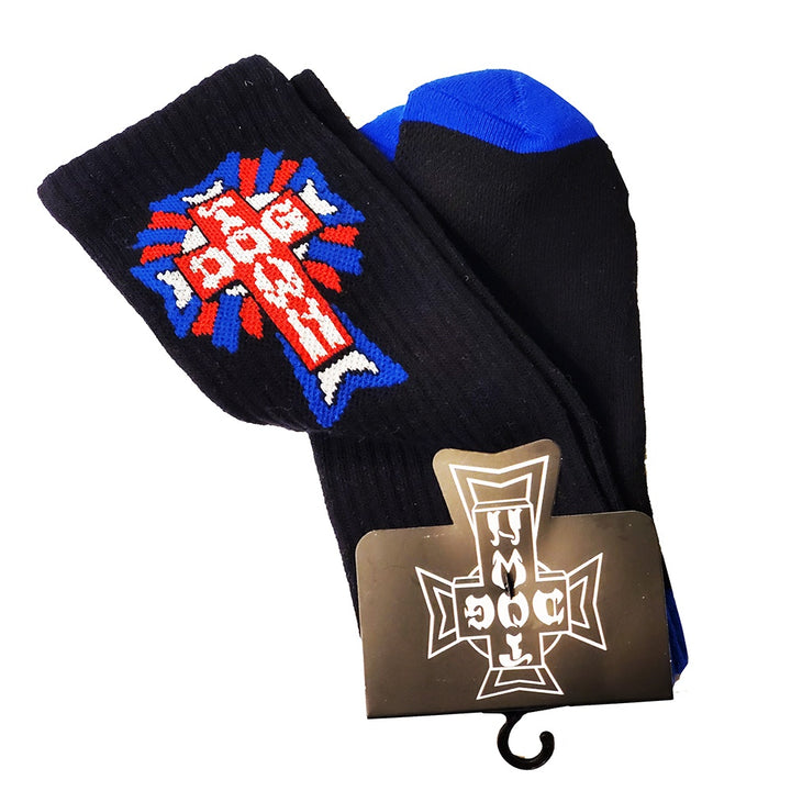 CREW SOCKS COLOR CROSS LOGO (BLACK)