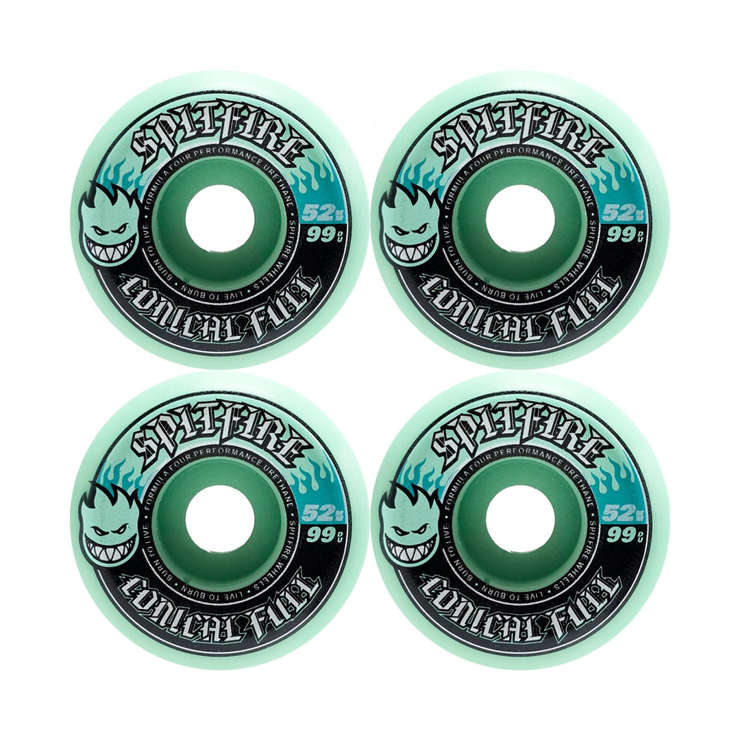F4 99 CONICAL FULL TEAL 52mm スケートボード スケボー ウィール