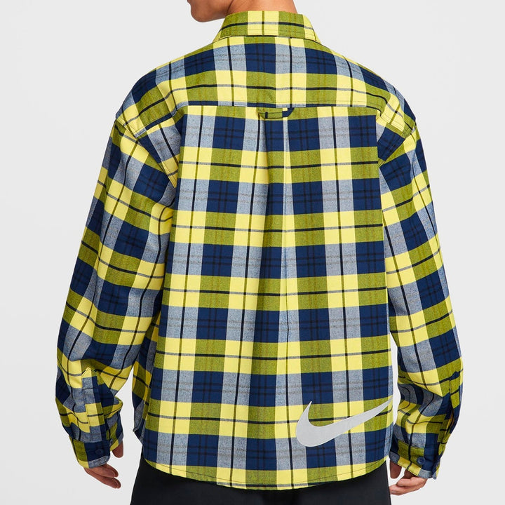 NIKE SB FLNNL BTN UP KOS L/S TOP ( MNNAVY/SPDYLW ) HV0257-410 Lサイズ