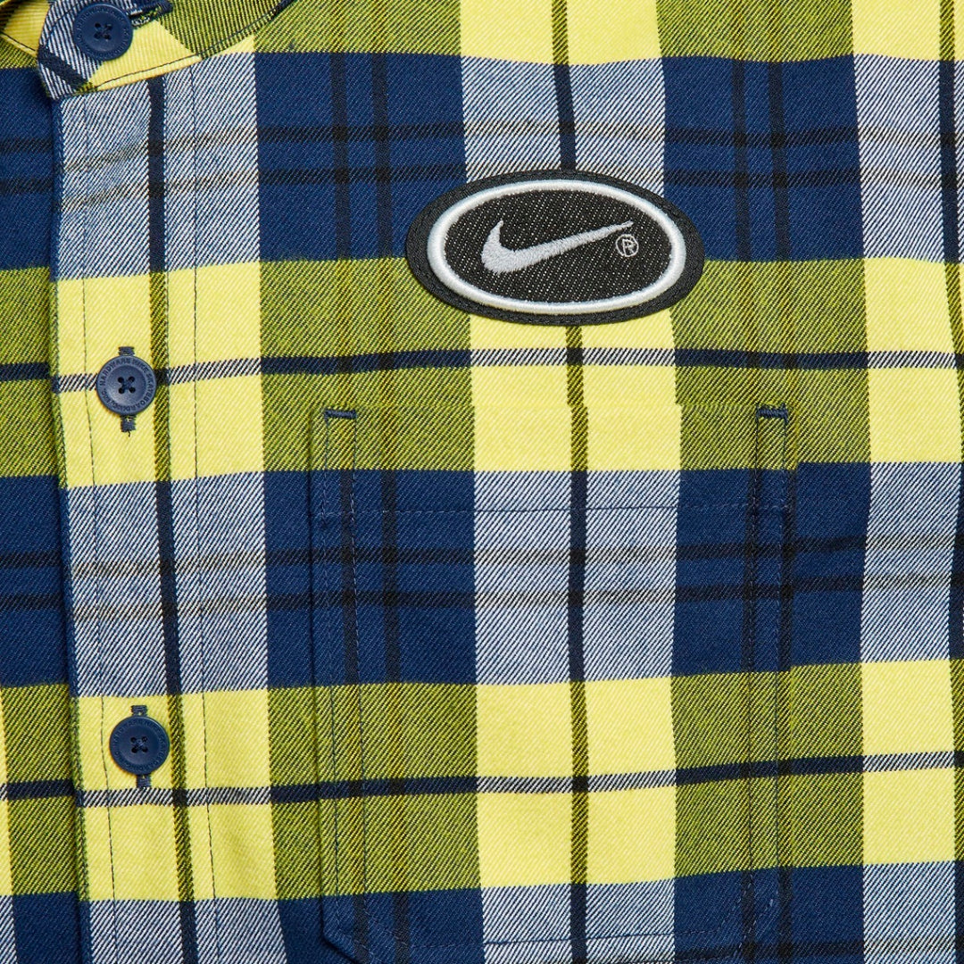 NIKE SB FLNNL BTN UP KOS L/S TOP ( MNNAVY/SPDYLW ) HV0257-410 Lサイズ