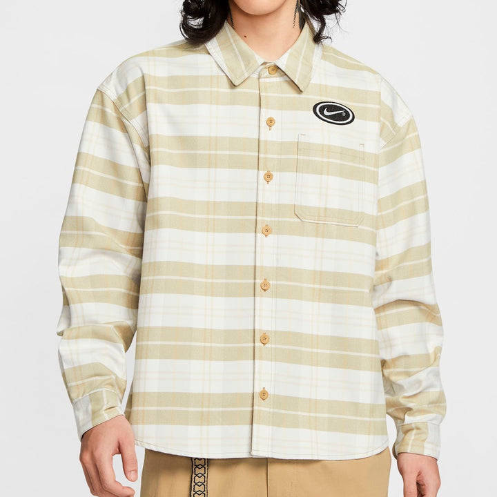 NIKE SB FLNNL BTN UP KOS L/S TOP ( SAIL/LTBONE ) HV0257-133 XLサイズ