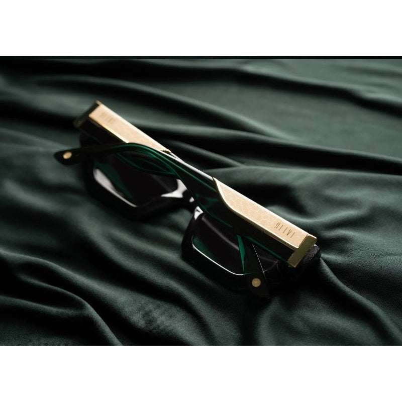 VINCENT Tundra Green & 24K Gold Sepia Gradation Sunglasses U1272-C01S01