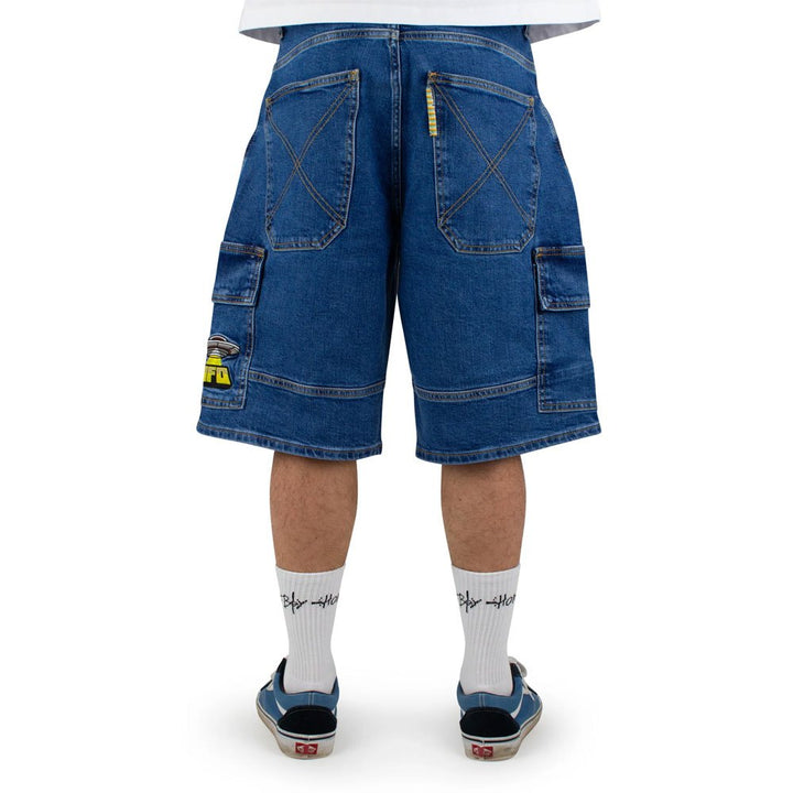 X-TRA UFO CARGO DENIM SHORTS (WASHED BLUE)  U1092-C01S01