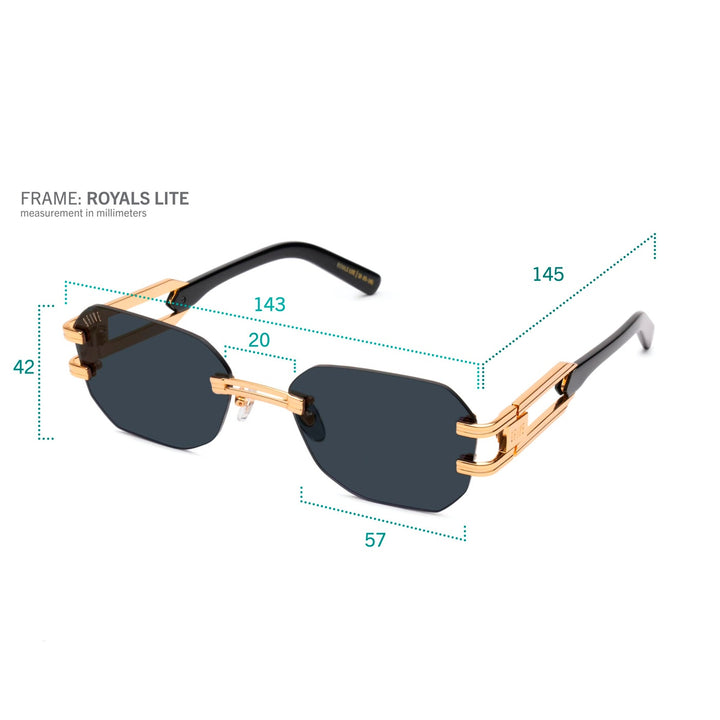 ROYALS LITE Black & 24K Gold Clear Lens Glasses ロイアルライト / ブラック / 24Kゴールド / 透明レンズ / リムレス