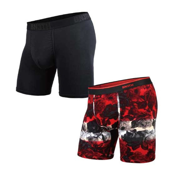 CLASSIC BOXER SOLID×PRINT 2PACK ROSE×1 -BLACK×1