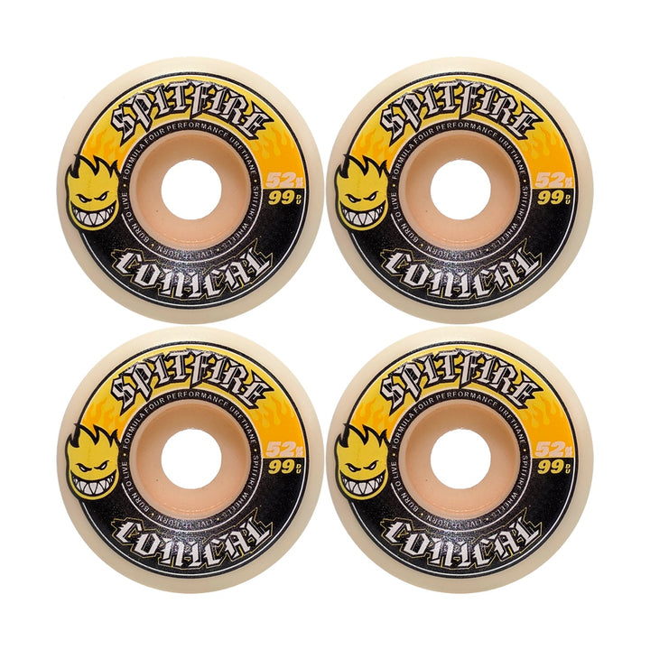F4 99 DURO CONICAL YELLOW PRINT 52mm スケートボード スケボー ウィール
