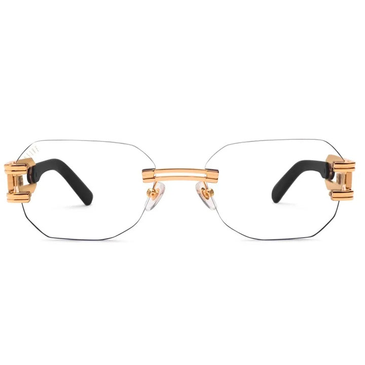 ROYALS LITE Black & 24K Gold Clear Lens Glasses ロイアルライト / ブラック / 24Kゴールド / 透明レンズ / リムレス