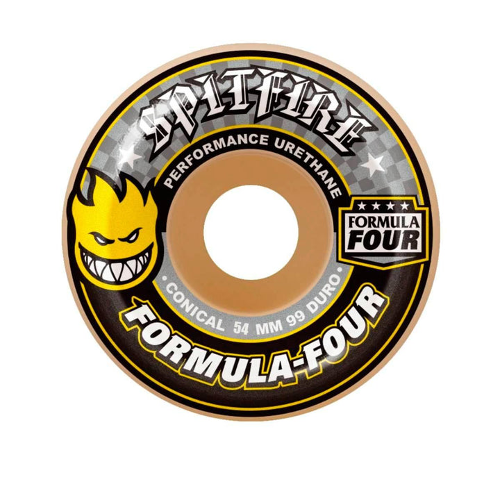 F4 99 DURO CONICAL YELLOW PRINT 54mm スケートボード スケボー ウィール