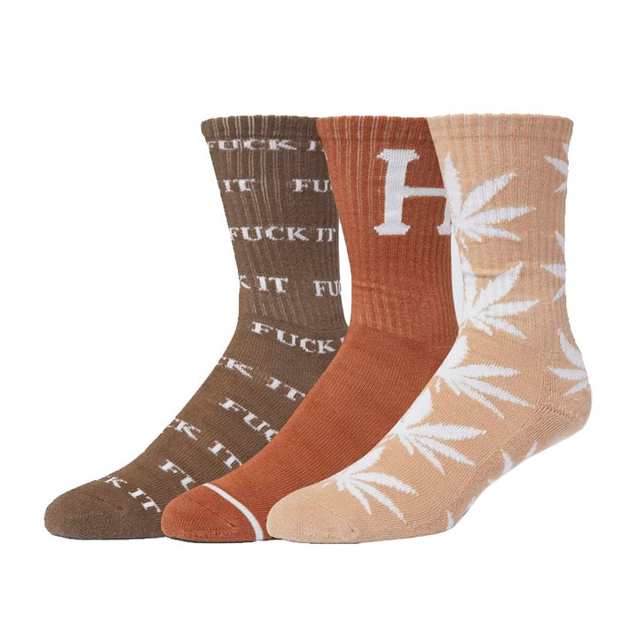 VARIETY BROWN 3 PACK SOCKS U0649-C01S01